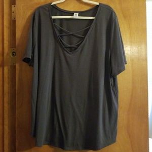 Dark grey criss cross shirt
